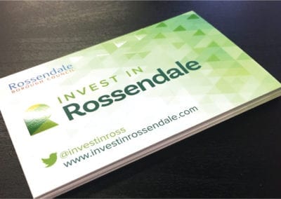 Spot UV business cards for Rossendale Council